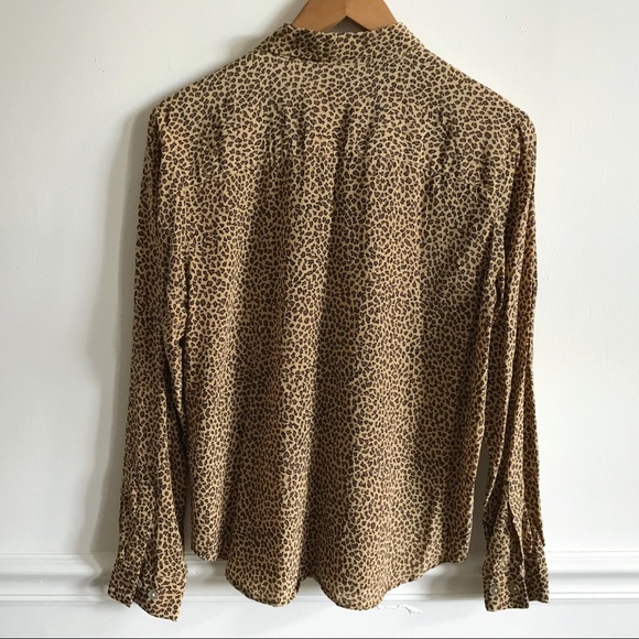 Spencer Jeremy Leopard Print Silk Button Down Top - Picture 4 of 5